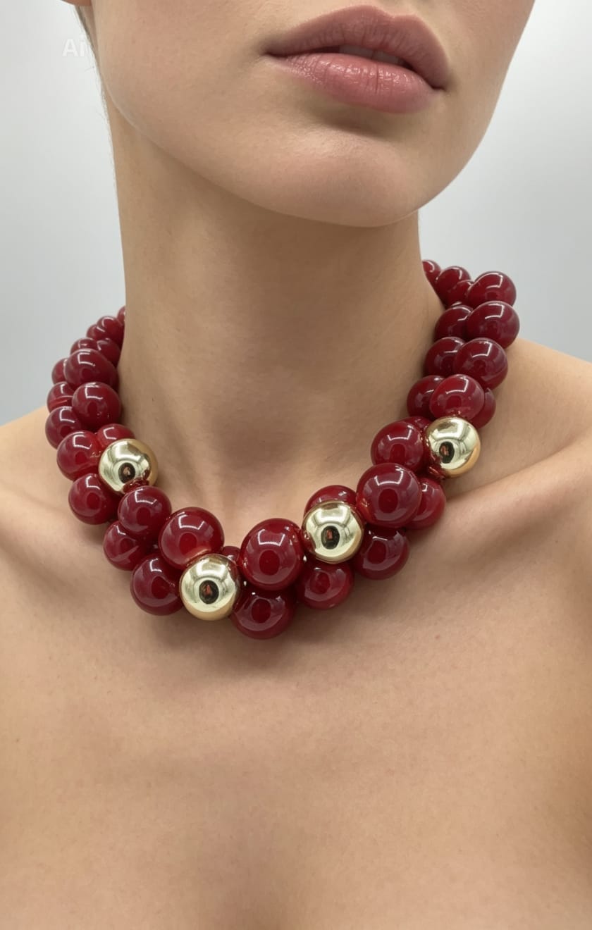 Collane palle rosso rubino