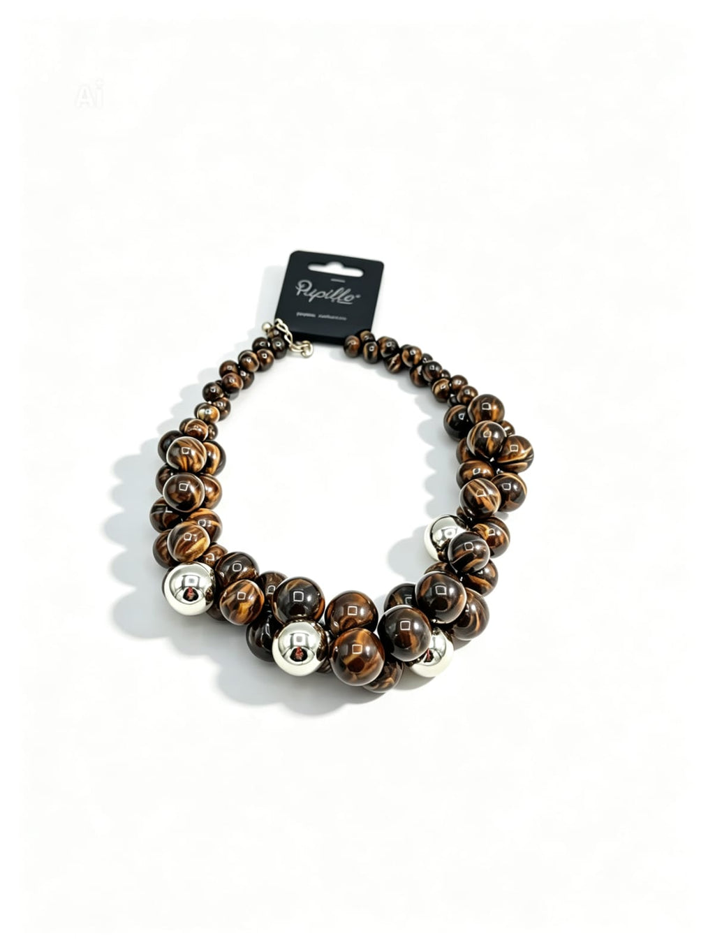 Collana palle marrone