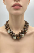 Collana palle marrone